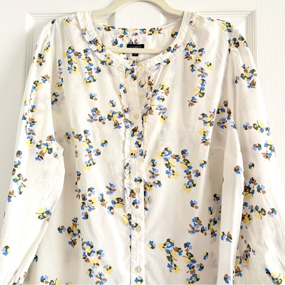 ☘️ 3/$17 Talbots Floral Long Sleeve Button Down Shirt Ruffle Detail XL - Picture 4 of 10